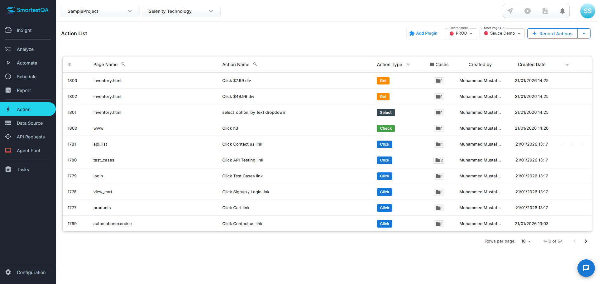 Action Library Ekran Görüntüsü